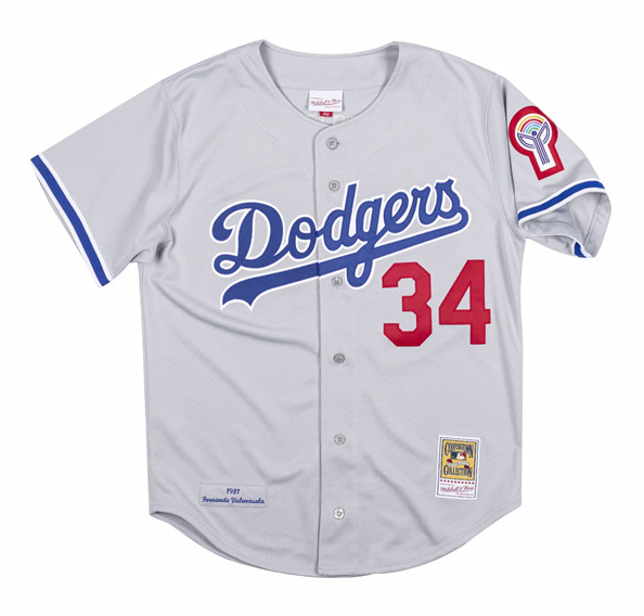 Men's Los Angeles Dodgers #34 Fernando Valenzuela Gray Stitched Baseball Jersey